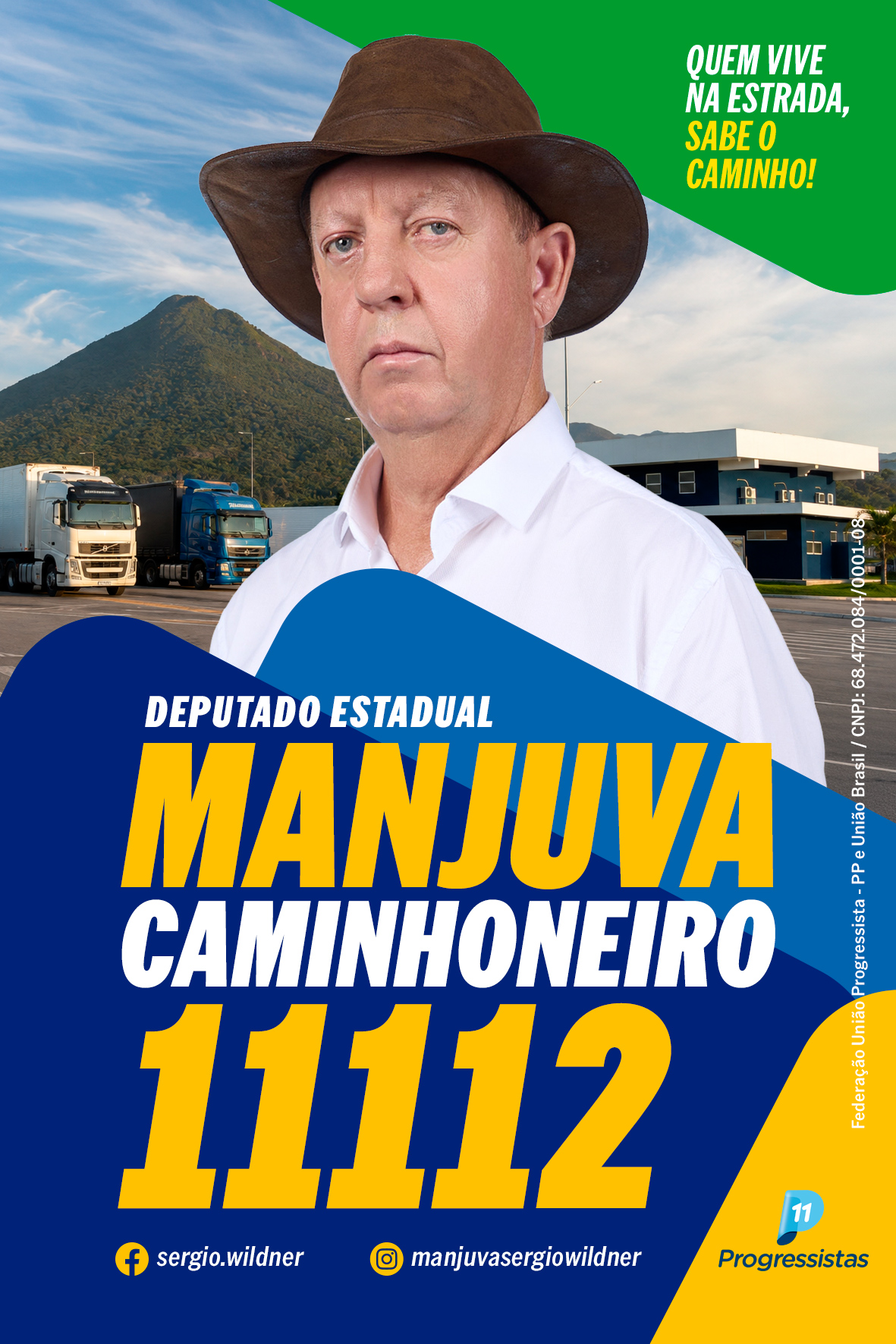 Sérgio Wildner, o Manjuva Caminhoneiro, candidato a Deputado Estadual em Santa Catarina, número 11112